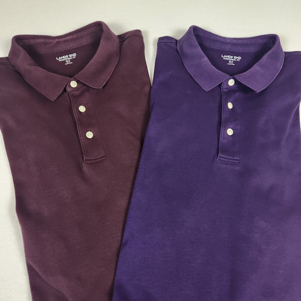 Lot Of 2 Land's End Traditional Fit Men's Long Sleeve Polos XLT (46-48)